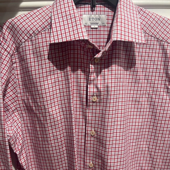 Eton Dress shirt Red/White plaid shirt Sz 16.5 - Picture 2 of 10